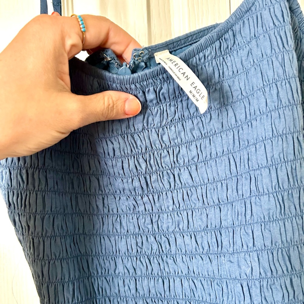 American Eagle Smocked Midi Dress with Eyelet Hem - Picture 4 of 6